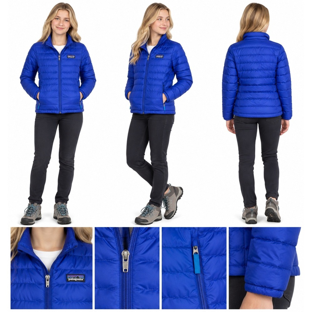 Patagonia Down Sweater Jacket XL 14 Blue Puffer 600 Fill Down Packable Hiking